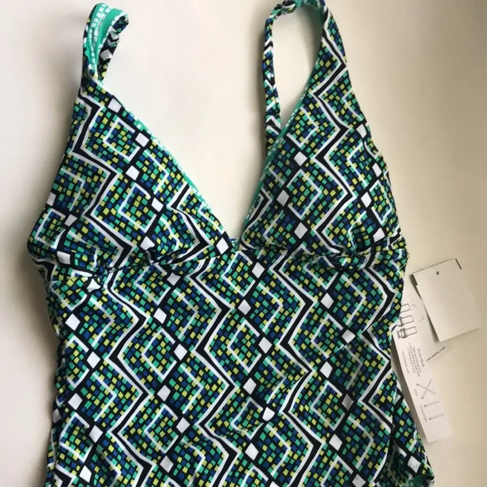 NWT Vera Bradley Multicolored Reversible One Piece Swimsuit Size 10